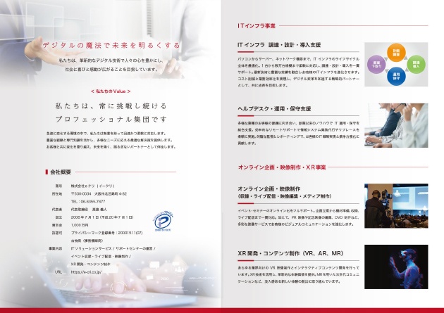 株式会社eクリ 4ページ 会社案内パンフレット 中ページ